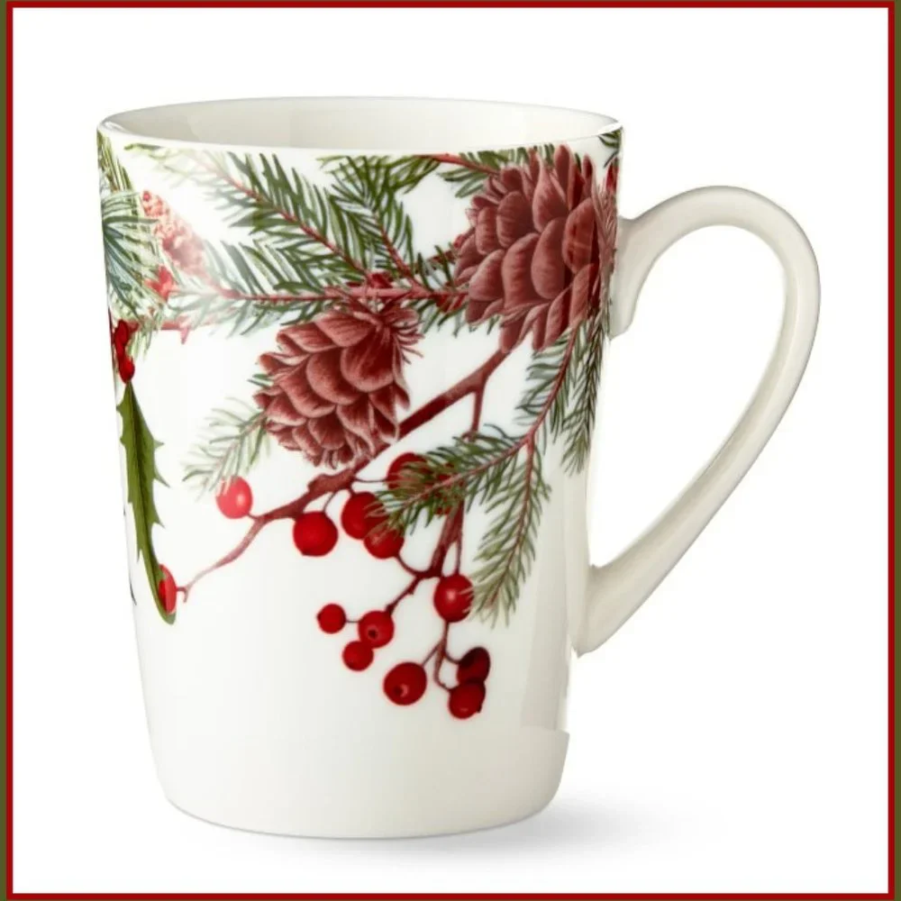 NEW Williams Sonoma Woodland Berry Pinecone Mug 14 OZ Porcelain